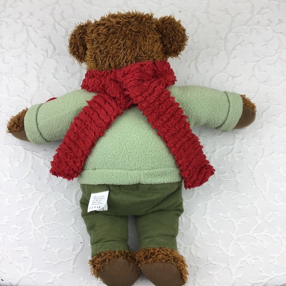 Vintage Hallmark Card Plush Brown Teddy Bear Cristmas Mery Red Scarf 13”… - Picture 7 of 9